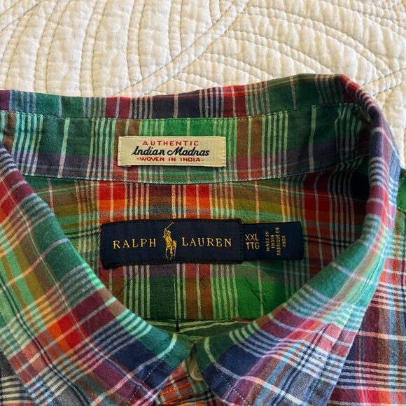 NWT POLO RALPH LAUREN SZ XXL INDIAN MADRAS SS SHIRT - Picture 1 of 8